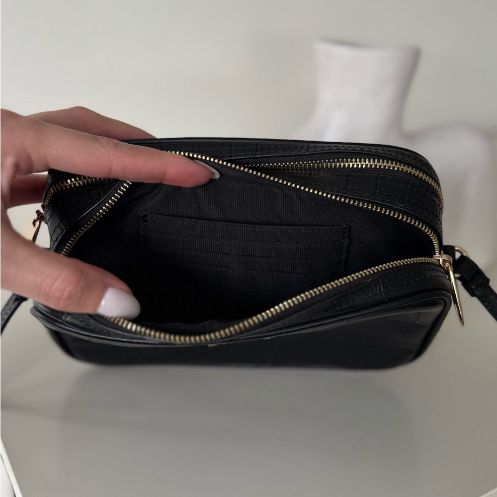 Furla Black Croc-Patterned Leather Camera Crossbody Bag - Picture 8 of 12